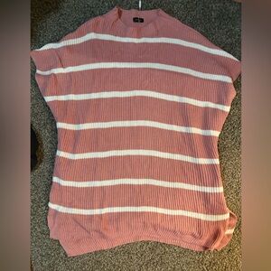 Pink and White Striped Knit Top